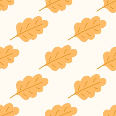 Meşe yaprakları hoş, pürüzsüz desen bırakır. Kumaş tasarımı için vektör illüstrasyonu, hediye kağıdı, bebek kıyafetleri, tekstil, kartlar.