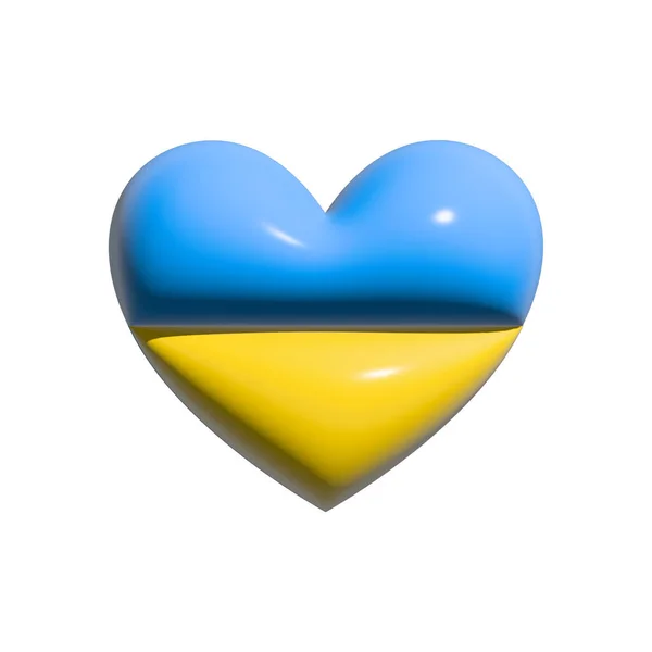 3d Heart Ukrainian icon. War in Ukraine concept. Vector illustration for design. — Stockvector