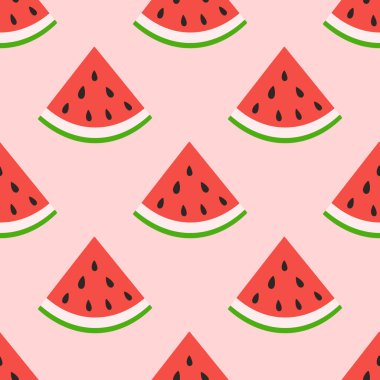 Karpuz dilimlenmemiş desen. Yaz meyvesi ve böğürtlen. Kumaş tasarımı için vektör illüstrasyonu, hediye kağıdı, bebek kıyafetleri, tekstil, kartlar.