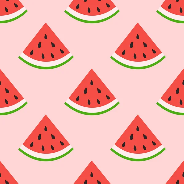 Karpuz dilimlenmemiş desen. Yaz meyvesi ve böğürtlen. Kumaş tasarımı için vektör illüstrasyonu, hediye kağıdı, bebek kıyafetleri, tekstil, kartlar.