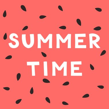 Yaz kartı karpuz dilimi. Yaz meyvesi ve böğürtlen. Web tasarımı için vektör illüstrasyonu, hediye kartları, afiş, reklam, promosyon.