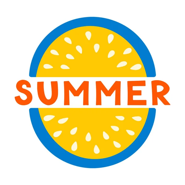 Summer Card Fetta di anguria. Concetto di frutta e bacca estiva. Illustrazione vettoriale per web design, gift card, banner, pubblicità, promozione. — Vettoriale Stock