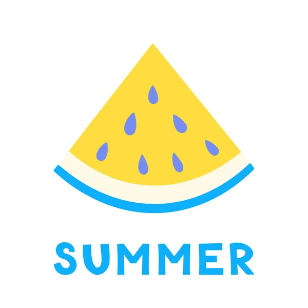 Summer Card Fetta di anguria. Concetto di frutta e bacca estiva. Illustrazione vettoriale per web design, gift card, banner, pubblicità, promozione. — Vettoriale Stock