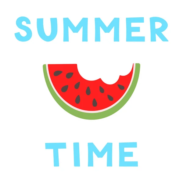 Summer Card Fetta di anguria. Concetto di frutta e bacca estiva. Illustrazione vettoriale per web design, gift card, banner, pubblicità, promozione. — Vettoriale Stock