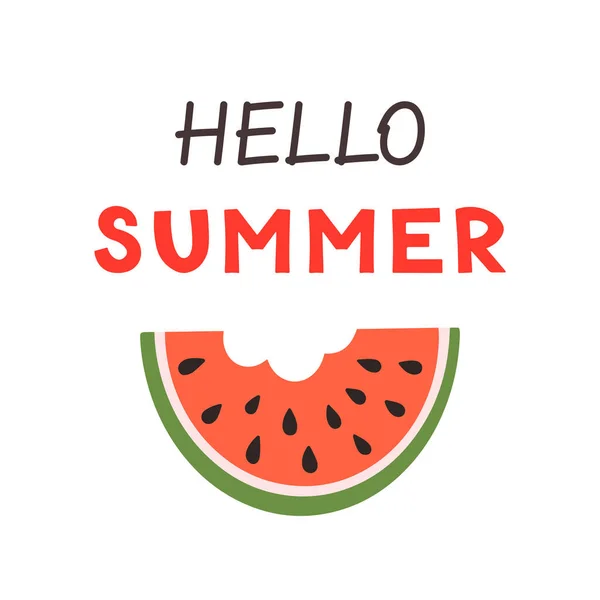 Summer Card Watermelon slice. Summer fruit and berry concept. Vector illustration for web design, gift cards, banner, advertising, promotion. — Stockvector