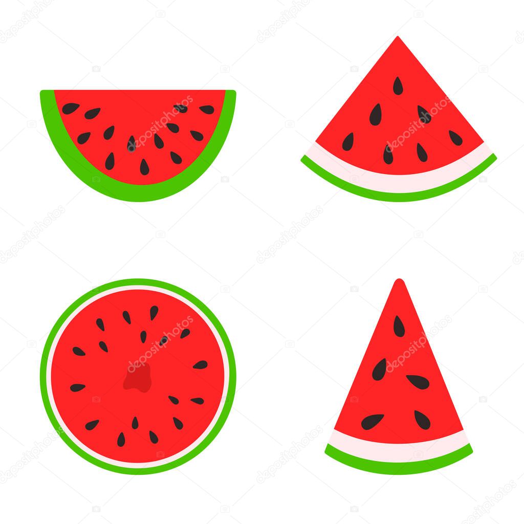 Summer Card Watermelon slice. Summer fruit and berry concept. Vector illustration for web design, gift cards, banner, advertising, promotion.