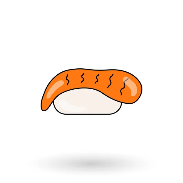 Sushi flach Ikone. Vektor-Illustrationssymbol für mobiles, Web- und Menüdesign. Street Food-Konzept. — Stockvektor