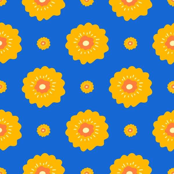 Çiçekler ve yapraklar dikişsiz desen. İskandinav tarzı geçmiş. Kumaş tasarımı için vektör illüstrasyonu, hediye kağıdı, bebek kıyafetleri, tekstil, kartlar.