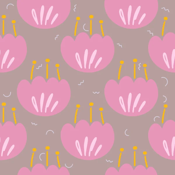 꽃무늬가 없는 꽃. 스칸디나비아식 배경. 옷감 디자인을 위한 벡터 삽화, 선물 용지, 아기 옷, 직물, 카드 — 스톡 벡터