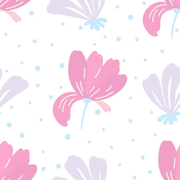 Poppy Flowers motif sans couture. fond de style scandinave. Illustration vectorielle pour la conception de tissu, papier cadeau, vêtements de bébé, textiles, cartes — Image vectorielle