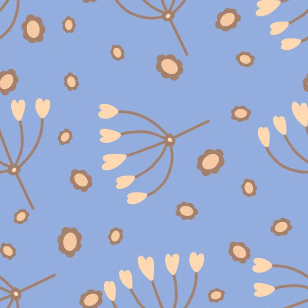 Fleurs et feuille motif sans couture. fond de style scandinave. Illustration vectorielle pour la conception de tissu, papier cadeau, vêtements de bébé, textiles, cartes — Image vectorielle