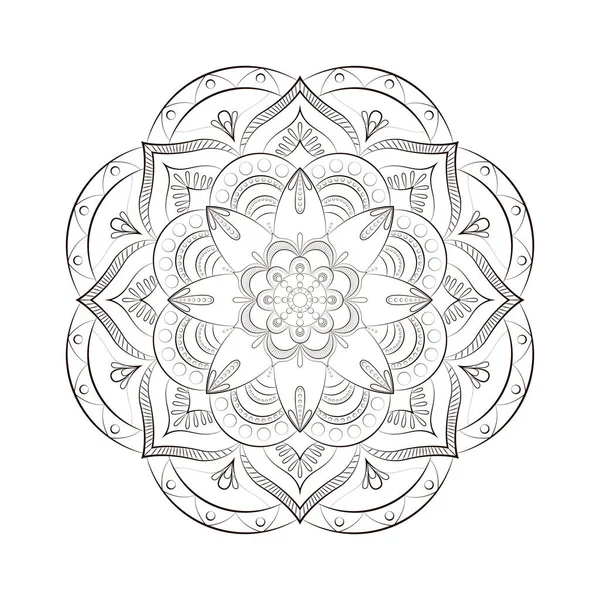 Mandala Redonda Para Design Desenho Para Colorir Página Livro Antistress — Vetor de Stock