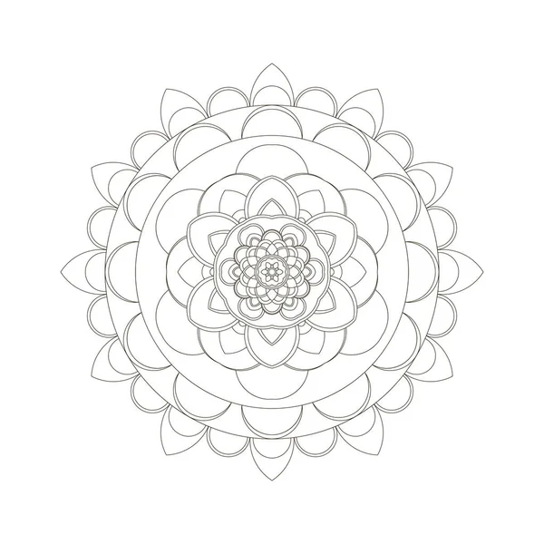 Mandala Redondo Para Colorear Diseño Libro Página Antiestrés — Vector de stock