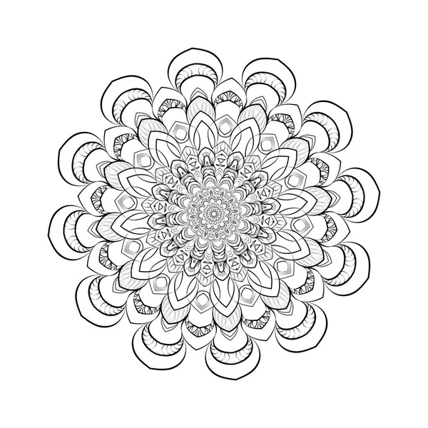 Mandala Rond Pour Conception Coloriage Livre Page Stress — Image vectorielle