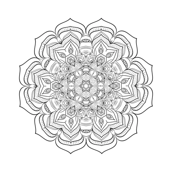 Mandala Redonda Para Design Desenho Para Colorir Página Livro Antistress — Vetor de Stock