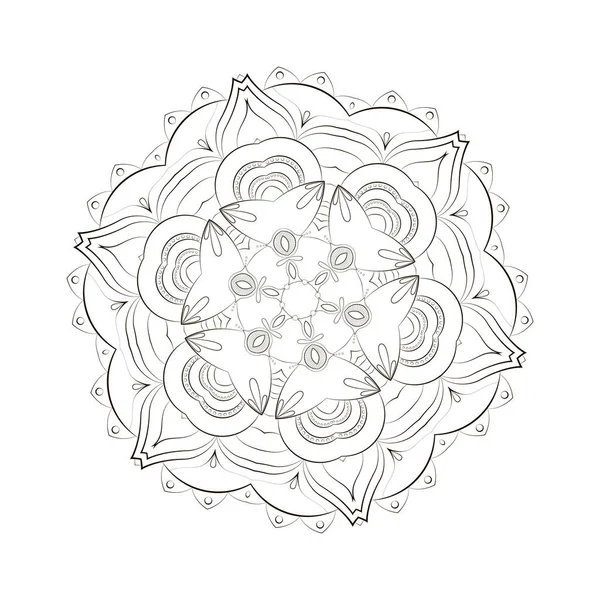 Mandala Redonda Para Design Desenho Para Colorir Página Livro Antistress — Vetor de Stock