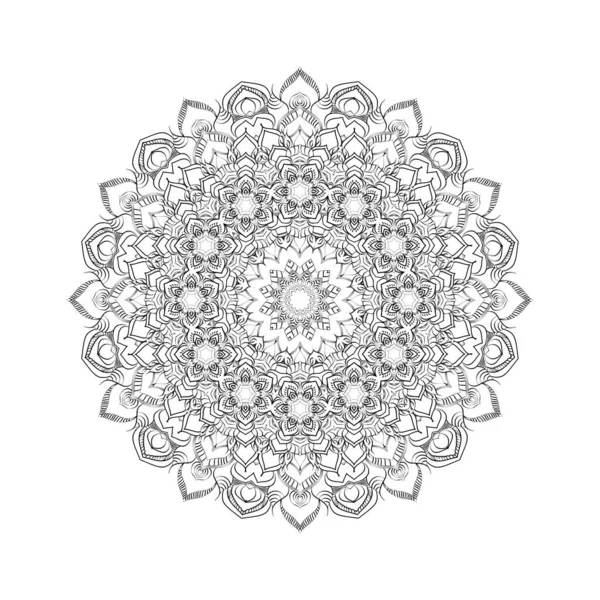 Mandala Rond Pour Conception Coloriage Livre Page Stress — Image vectorielle