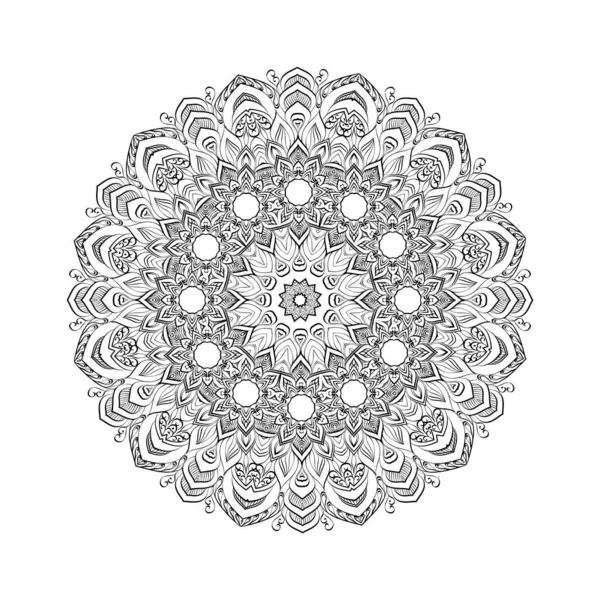 Mandala Rond Pour Conception Coloriage Livre Page Stress — Image vectorielle