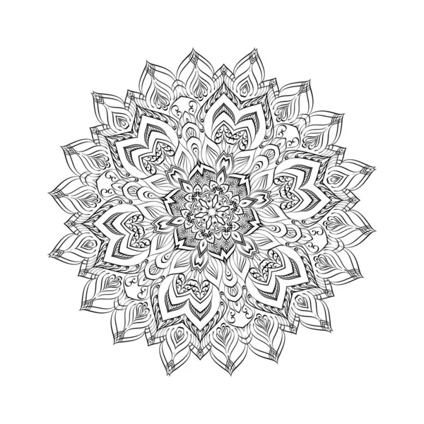 Mandala Rond Pour Conception Coloriage Livre Page Stress — Image vectorielle