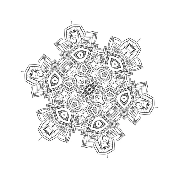 Mandala Rond Pour Conception Coloriage Livre Page Stress — Image vectorielle