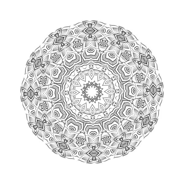 Mandala Rond Pour Conception Coloriage Livre Page Stress — Image vectorielle