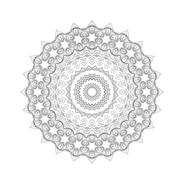 Mandala Rond Pour Conception Coloriage Livre Page Stress — Image vectorielle