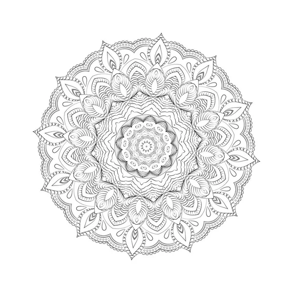 Mandala Rond Pour Conception Coloriage Livre Page Stress — Image vectorielle