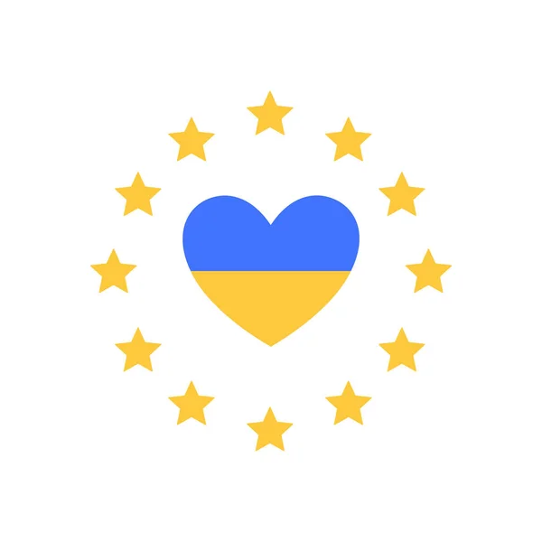 Ukraina Europie Flaga Ukrainy Unii Europejskiej Ilustracja Wektora Dla Projektu — Wektor stockowy