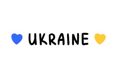 Kalp Ukrayna ikonu. Aşk Ukrayna 'dır. Tasarım için vektör illüstrasyonu