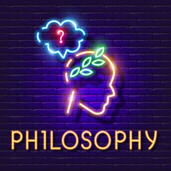 Philosopher Vector Neon Sign Philosophy Lesson Glowing Icon — Archivo Imágenes Vectoriales