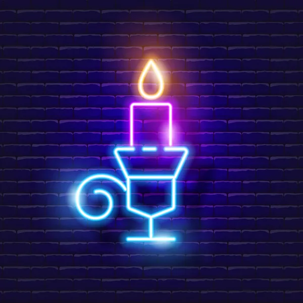 Candle Candlestick Neon Sign Vector Illustration Design Jewish Culture — 图库矢量图片