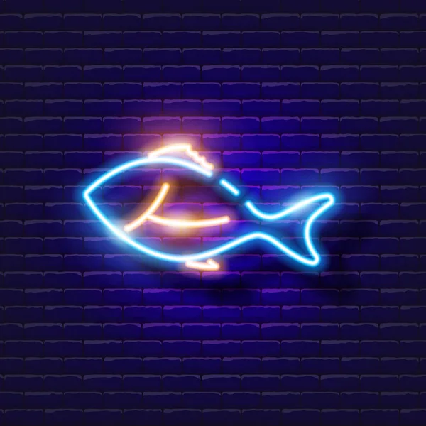 Fish Neon Sign Vector Illustration Fish Rosh Hashanah Jewish Culture — Archivo Imágenes Vectoriales