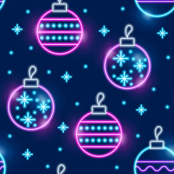 Christmas Balls Neon Seamless Pattern New Year Vector Illustration Design — Vector de stock