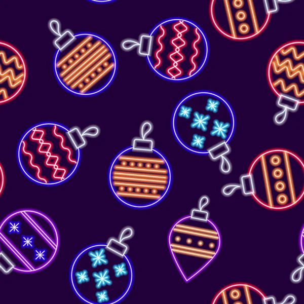 Christmas Balls Neon Seamless Pattern New Year Vector Illustration Design — Vector de stock