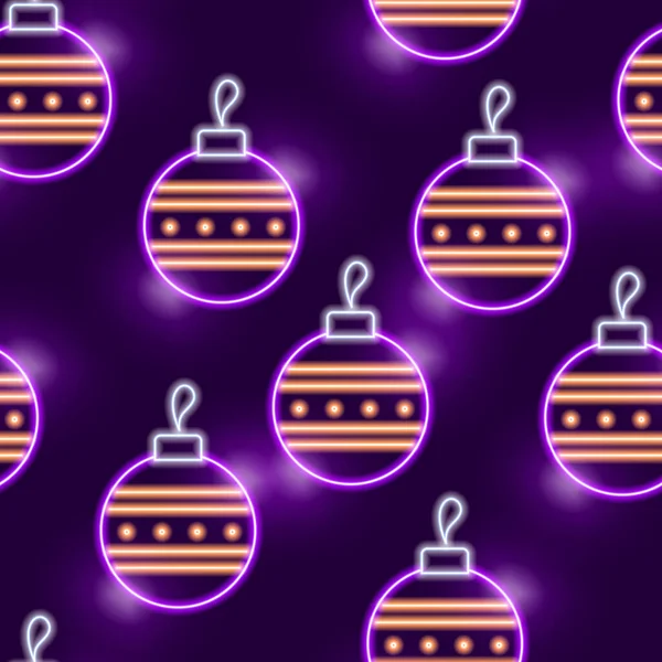 Christmas Balls Neon Seamless Pattern New Year Vector Illustration Design — Stock Vector