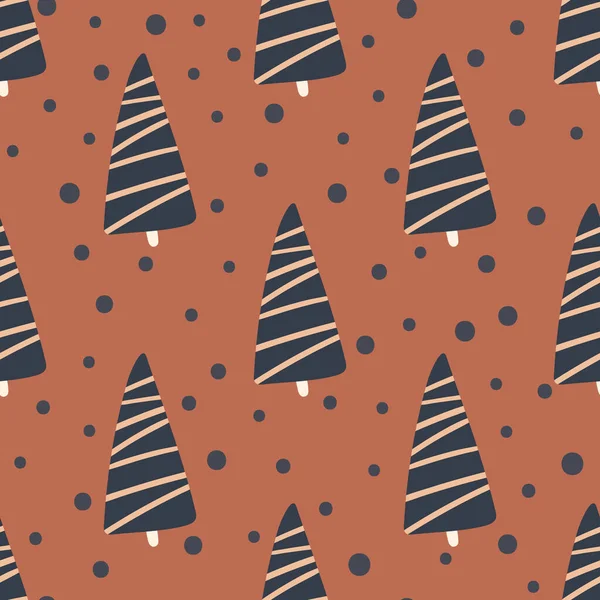 Arbre Noël Flocon Neige Motif Sans Couture Illustration Vectorielle Nouvel — Image vectorielle