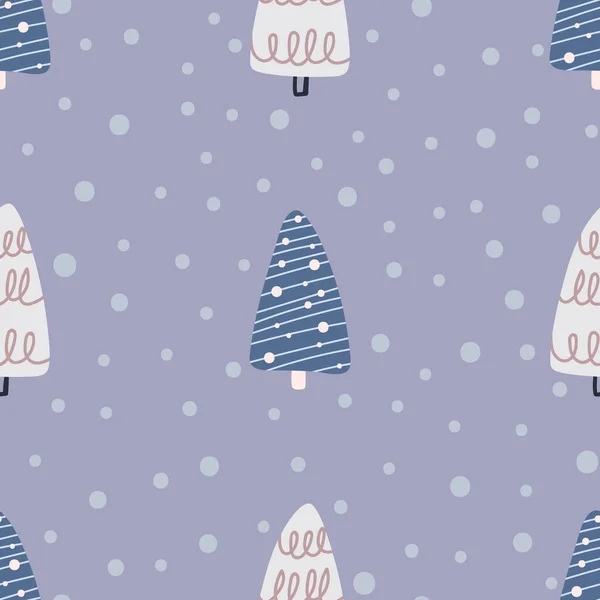 Arbre Noël Flocon Neige Motif Sans Couture Illustration Vectorielle Nouvel — Image vectorielle