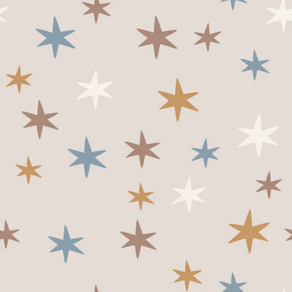 Звезды Снежинки Бесшовный Рисунок Новогодняя Векторная Иллюстрация — стоковый вектор
