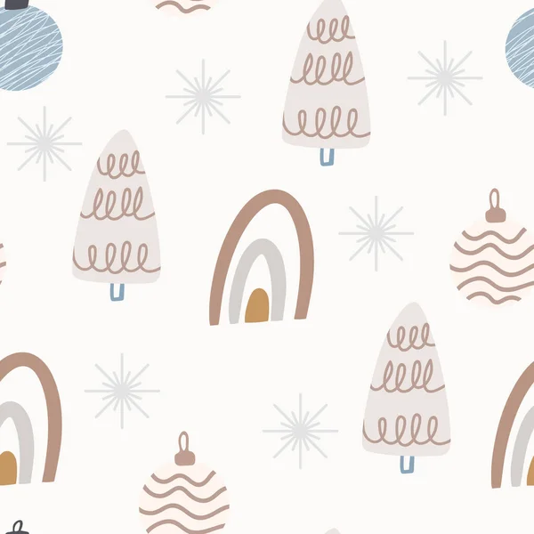 Arbre Noël Flocon Neige Motif Sans Couture Illustration Vectorielle Nouvel — Image vectorielle