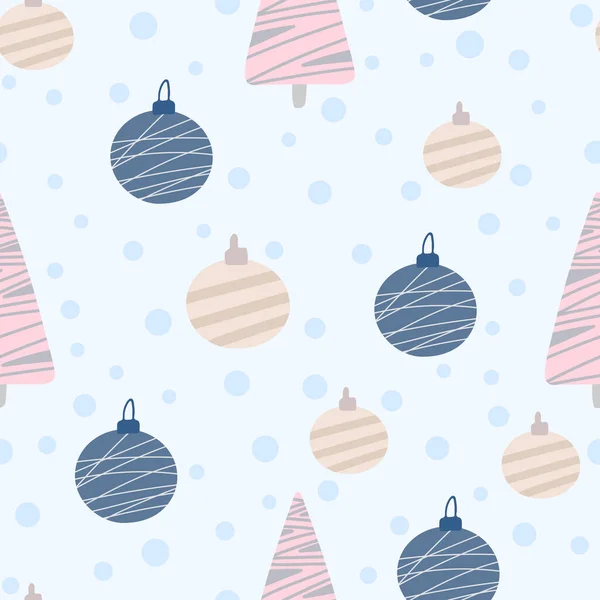 Árbol Navidad Patrón Sin Costuras Copo Nieve Año Nuevo Ilustración — Vector de stock