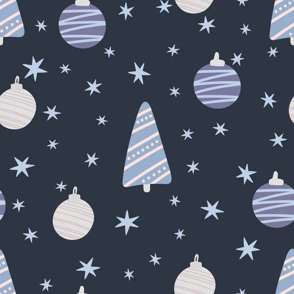 Árbol Navidad Patrón Sin Costuras Copo Nieve Año Nuevo Ilustración — Archivo Imágenes Vectoriales
