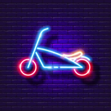 Bisiklet neon ışığı. Elektrikli bisiklet parlayan ikonu. Şehir taşımacılığı kavramı