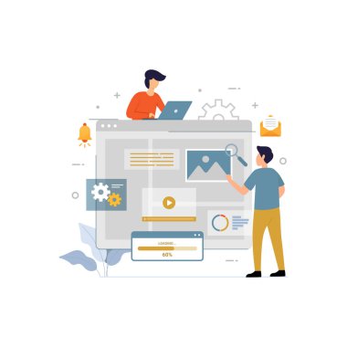 Kontrol paneli, web sitesi geliştirme tasarım konsepti illüstrasyonu