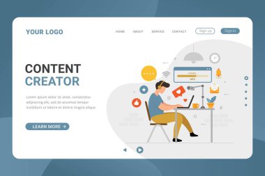 İniş sayfası şablonu içerik yaratıcısı serbest tasarım kavramı