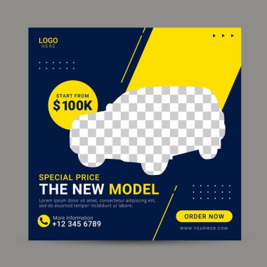 Car dealership social media post template set banner for promotion clipart