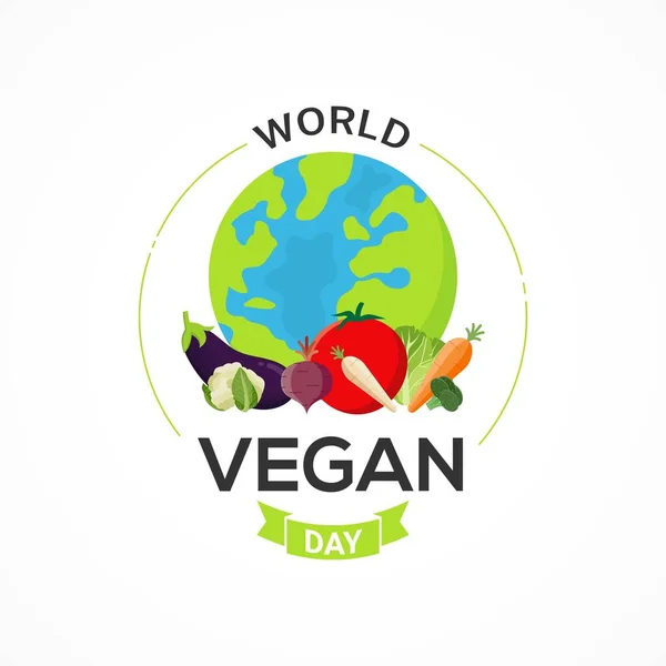 World Vegan Day Banner Celebration Vector Graphic — 스톡 벡터