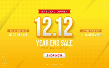 12.12 Alışveriş Günü Posteri ya da afişi. Sosyal medya ve web sitesi için 12 Aralık satış afişi tasarımı