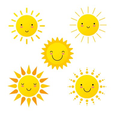 Şirin güneş ışığı emojisi gülen yüz vektör görüntüsü