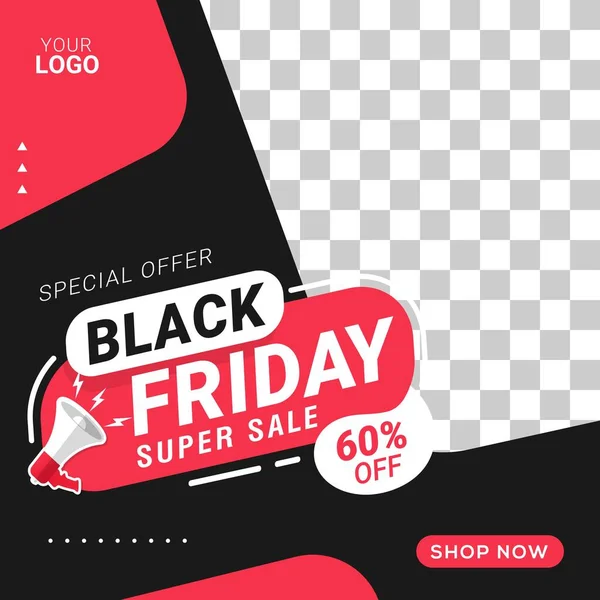 Black Friday Verkauf Banner Social Media Pack Vorlage Vektorgrafik — Stockvektor