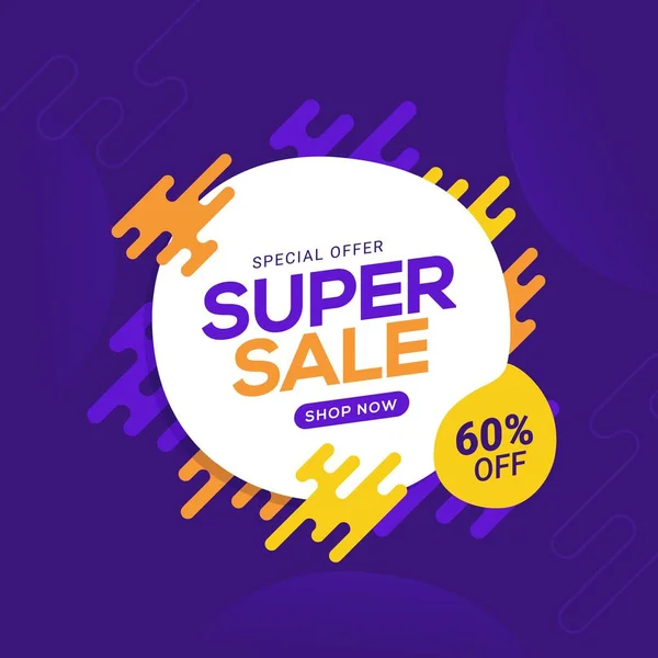 Super Venta Descuento Promoción Banner Plantilla Vector Ilustración — Vector de stock